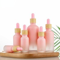 5ML-100ML Pink Frosted Glass Bottle with Pipette Dropper, Pink Essential Oil Bottles, Cosmetic Essence Packing Bottle
