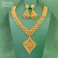Original Design Unique Dubai 18K Gold Plated Jewelry Set for Women Golden Jewellery Necklace Earrings Bridal Party Wedding Gifts