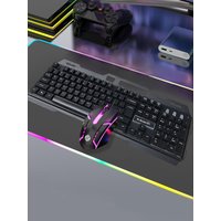 Glow Mechanical Feel Wired Keyboard and Mouse Set, ergonomic design, suitable for both gaming and office use