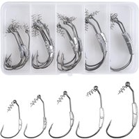 22Pcs Weighted Swimbait Hooks Kit Weighted Fishing Hooks with Twist Lock Weighted Worm Hooks for Soft Worm Bass Fishing Hooks