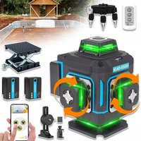 KEZERS Digitaler Grüner Laser-Nivellierer 16 Linien 4D 360 KL4D-03GM 5200mAh Li-Ionen-Akku Metallfenster und Basis-Koffer