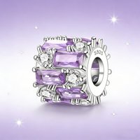MISEFF S925 Sterling Silver Charm Blue Purple Inlaid Zircon Bead For Original Bracelet DIY Jewelry Making Women Gift