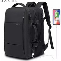 BANGE Travel Backpack Men Business Backpack School Expandable USB Bag Large Capacity 17.3 Laptop Waterproof Fashion Backpack
