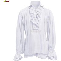 Medieval Adults Halloween Costumes Autumn Casual Shirts Steampunk Cosplay Bandage Long Sleeve Ruffled Shirt Gothic Blouse Tops