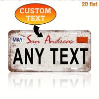 Custom San Andreas License Plate - Personalized Retro Metal Tin Sign, 12x6 Inch Custom Text Car Decor Wall Art