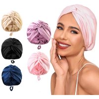 Hot Silk Turban Bonnets For Women Satin Bonnet Hat Double Layer Hair Wrap Adjustable Knotted Hat Care Turban Satin Sleep Hat
