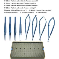 GREATLH Titanium Alloy Eye Ophthalmic Kit Straight Forceps Scissors Needle Holders Eyelid Tools Instrument