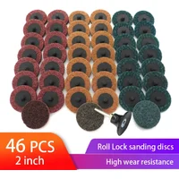 35/46/52 pièces Disques abrasifs 2A, Disques de ponçage, Disques de conditionnement de surface Roll Lock, Disques à changement rapide de type R avec 1 support de disque