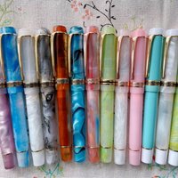 Kaigelu 316 Acrylic Fountain Pen - Blue Brown White Marble Pattern with EF/F/M Nib for Daily Writing, Office & Gift