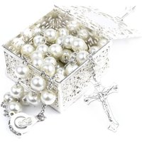 New for Girls Rosary Necklace Rosary Beads Rosary Beads Catholic for Pack in Holy Cup Metal Gift Box First Communion Rosary