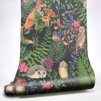 Forest Plant Animal Wallpaper Mushroom Floral Brid Peel & Stick Wallpaper Removable Self Adhesive Cartoon Wallpaper for Baby Kid