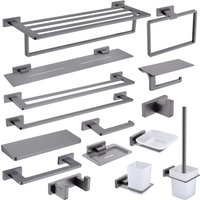 Gunmetal Stainless Steel Bathroom Hardware Towel Rack Toilet Paper Holder,Toilet Brush,Robe Hook Towel Bar Holder Grey Stainless