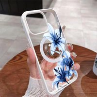 Blue Lily Whisper Transparent Magnetic Phone Case For iPhone 17 16 16e 15 14 Plus 13 12 11 Pro Max 17 Air Wireless Charge Cover