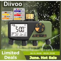 Diivoo Garden Water Timer 4 Zone with Brass Inlet IP68 Waterproof Large Display Programmable Automatic Irrigation Timer for Yard