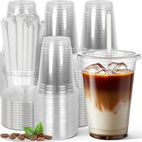 10-50 ensembles de gobelets en plastique de 12/16 oz avec couvercles et pailles, gobelets jetables pour café glacé, smoothie, Milkshake, boissons froides-transparent