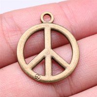 WYSIWYG 10pcs 27x23mm Antique Bronze Color Peace Symbol Charms Pendant For DIY Jewelry Making Handmade Jewelry Craft Findings