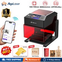 AlgoLaser PIXI Mini Lasergraviergerät 100×100mm 6000mm/min Touchscreen WiFi APP-Steuerung Desktop-Lasermarkiermaschine Holz Leder Acryl Gravur Schneidemaschine, kostenloser Versand, CZ-Lager, 1 Jahr