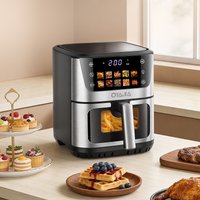 Friteuse à air chaud avec fenêtre de visualisation, 1600 W, 6,5 L, 10 programmes prédéfinis, écran couleur, 80-200 ° C 1-60min Avec lumière de travail, moins d'huile, sain