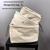 Canvas Drawstring Storage Bag Portable Vegetable Basket Inner Bag Miscellaneous Sorting Makeup Bag Large Size Bucket Bag