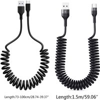 Curly USB A to USB C Fast Cord 5A Spring USB C Cable Home,Travel Car Spring Fast Charging Cable Accessories