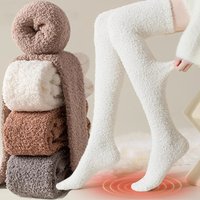 1 Pair Winter Warm Coral Over-knee High Socks Home Sleep Floor Long Socking Jk Cute Warm Thick Thigh Knee Pads Thigh Stockings