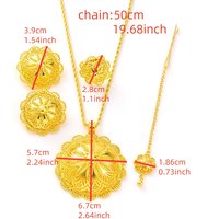 4PCS Ethiopian Luxury Jewelry Set Flower Shaped Ring Earring Necklace Head Chain Set African Eritrean Wedding Engagement Gift