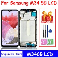 Super AMOLED M346 Display With Frame For Samsung M34 5G M346B M346B/DS LCD Display Touch Screen Digitizer Assembly