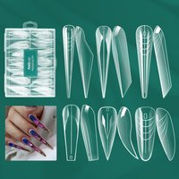 Nailpop Dual Form Full Coverage Clear Press Nail Mould 14 Sizes With Numeric Marking Smultiple Shapes For French Manicure Effect