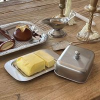 Stainless Steel Butter Dish with Lid Butter Cheese Storage Box Cheese Dish Butter Plate with Lid Butter Holder Kitchen Dinnerwar