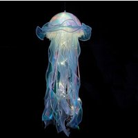 Jellyfish Colorful Nightlight Button Battery Hanging Ceiling Lantern with Ribbon&Bead LED Bulbs for Children Bedroom