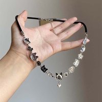 Cute Cartoon cat Star Heart Pendant Necklace 2025 Fashion Collarbone Chain Jewelry for Women Girls