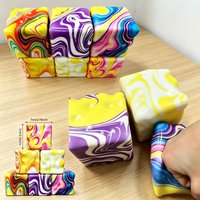 Hot Marbled Swirl Cheese Cube Stress Ball 7cm Shapeable Squeeze Non-Bounce Fidget Toys ASMR Sensory Decompress Creativity Gifts