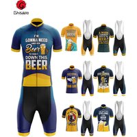 BEER-New Style Cycling Jersey Set for Men, Bicycle Suit, Bike Sleeve, Bib Shorts, Por Team Clothes, Lasting, 20D Gel Pad, Summer