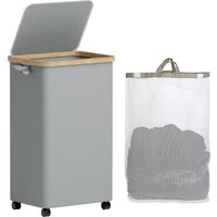 100L Foldable Laundry Basket Dirty Clothes Organizer Waterproof with Lid Removable Inner Mesh Bag Handles for Home Bathroom