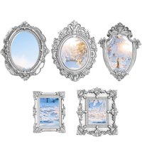 5pcs Miniature Picture Frame Decor Accessories Small Silver Resin Frames Mini House nament Photo Props Vintage Charm Frame