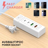 4 Ports USB Charger Power Strip USB C Wall Charger Station Splitter US EU UK Plug Type C Electrical Socket QC3.0 Power Adapter