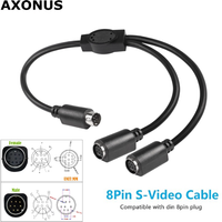 1.6FT/50CM S-Video 8 Pin Mini DIN Y Splitter Connector Cable 8Pin S-Video 1 Male to 2 Female Din Plug Extension Splitter Y Cable