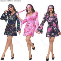 70s Costume Disco Dresses for Women Halloween Costume Sexy Hippie Costume Disco Dress with Disco Headband 70s Outfit Women