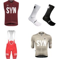AliExpress rcc syn Summer short sleeve Bicycle suit 2026 Black Blue SYN convenient cycling Jersey and bib shorts 4-piece set