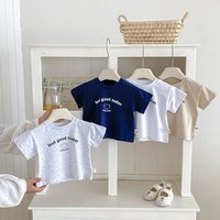 Baby's Summer Thin Short Sleeved Shirt for Boys and Girls Cartoon Half Sleeved Tee with Letters Baby T-shirt