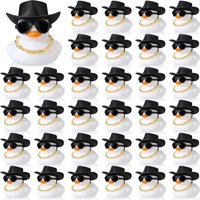 6-60 Set White Cowboy Rubber Duck Bulk Mini Yellow Duckies Party Tiny Ducks Toy Bandanas for Summer Shower Party Favor