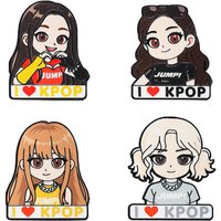 4pcs Kpop Girls Group Fashion Enamel Pins Set Anime Brooches Lapel Pin Badges for Backpack And Clothes Accessory Fashion Jewelry