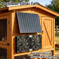 Portable NEW 2026 Solar Dual Fan with 15W High Efficiency Solar Panel Low Noise Cooling for Chicken Coop Dog House Greenhouse