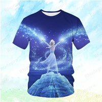 Disney Princess Elsa Frozen Men's And Women's Short Sleeved Casual Style 3D Printed T-shirt Summer Casual Street Wear Cartoon