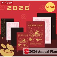 Kinbor 2026 A5 A6 Full Year Agenda libretas One Day A Page PU BaChuan Paper DIARI PLANNER efficiency Annual Notepads Stationery