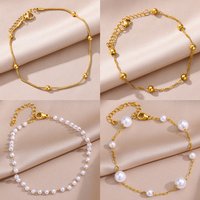 Beads Anklets for Women Gold Color Stainless Steel Chain Ankle Bracelet Trendy Summer Beach Jewelry Accessories Gifts