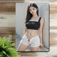 Metal Woman Portrait Wall Art Durable Iron Metal Sign for Home Cafe Bar Decor