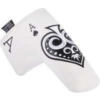 Poker Ace of Spades Design White PU Synthetic Leather Golf Magnetic Headcover Blade Putter Cover