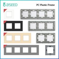 BSEED EU Standard Plastic Panel Wall Socket Frame PC Frame With Metal Plate 86/157/228/299mm White Black Golden Gray