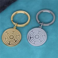 Hekate Wheel Stainless Steel Pendant Keychain Strophalos Hecate Goddess Magic Symbol Logo Charm Jewelry Men Women Amulet Gift